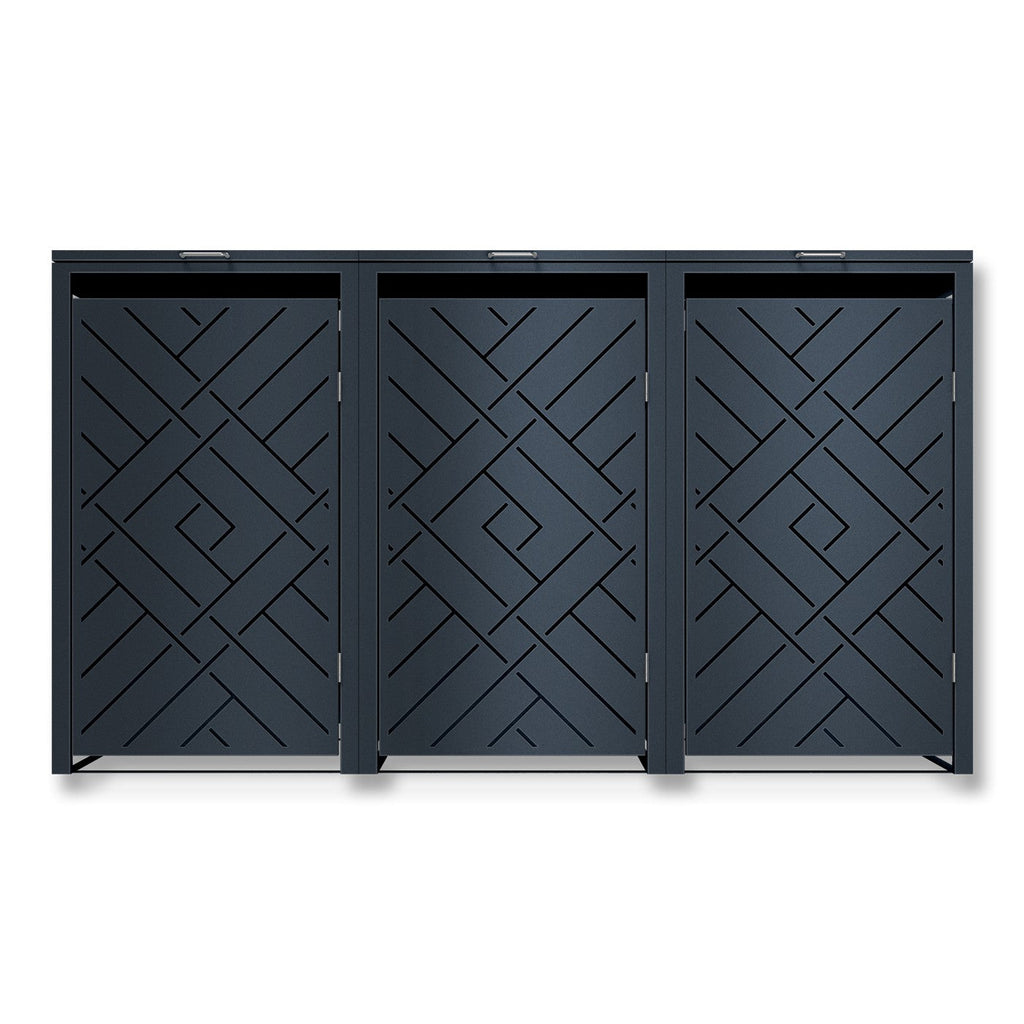 Metzler Design-Mülltonnenbox | 3er | 240l | Rautenmuster | Anthrazit RAL 7016 | Prisma