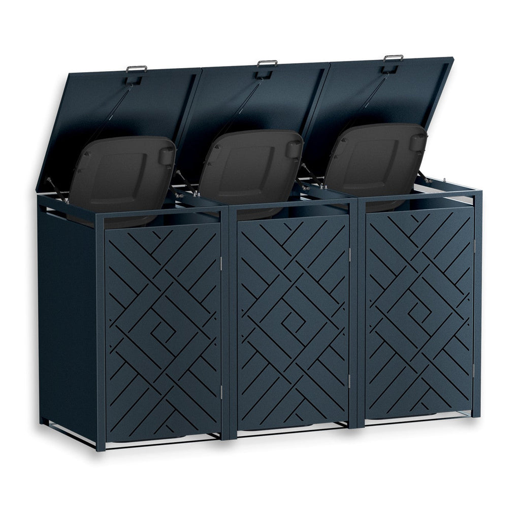 Metzler Design-Mülltonnenbox | 3er | 240l | Rautenmuster | Anthrazit RAL 7016 | Prisma