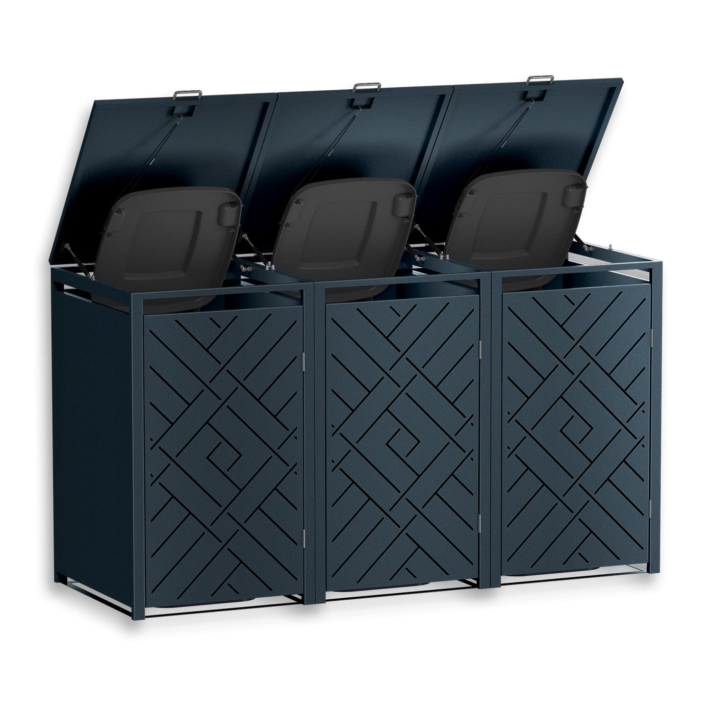 Metzler Design-Mülltonnenbox | 3er | 240l | Rautenmuster | Anthrazit RAL 7016 | Prisma
