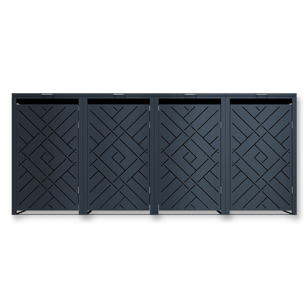 Metzler Design-Mülltonnenbox | 4er | 240l | Rautenmuster | Anthrazit RAL 7016 | Prisma
