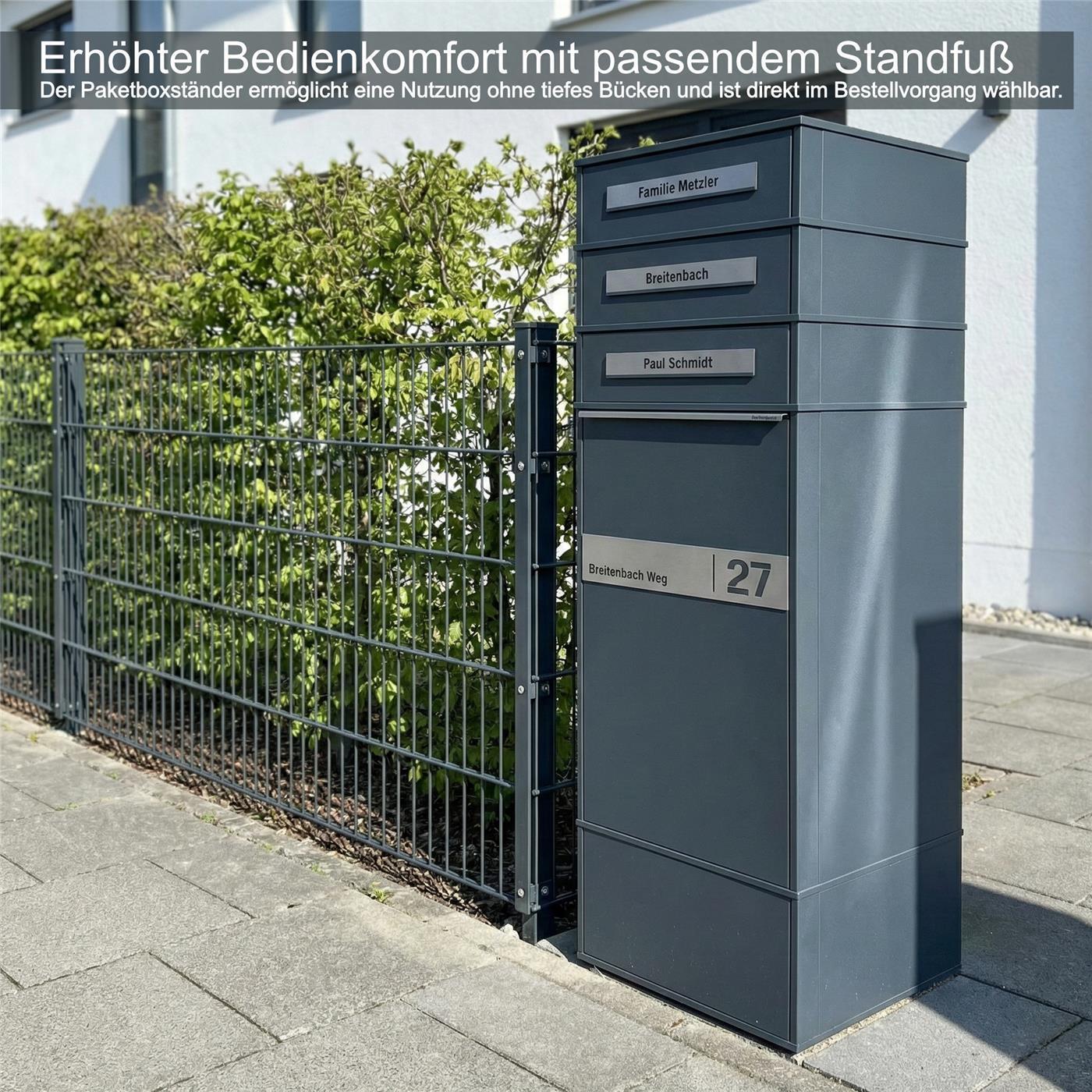 Metzler Paketbox mit Briefkasten | Entnahme auf der Rückseite | personalisiert mit Gravur | Zivo 2