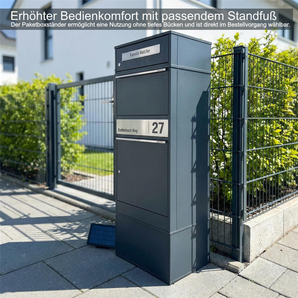 Metzler Paketbox mit Briefkasten | LED | personalisiert mit Gravur | Bispo 2