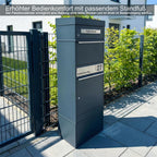 Metzler Paketbox mit Pflanzdach | personalisiert mit Gravur | Edelstahl-Namensschild | mit Briefeinwurf | Bispo 2