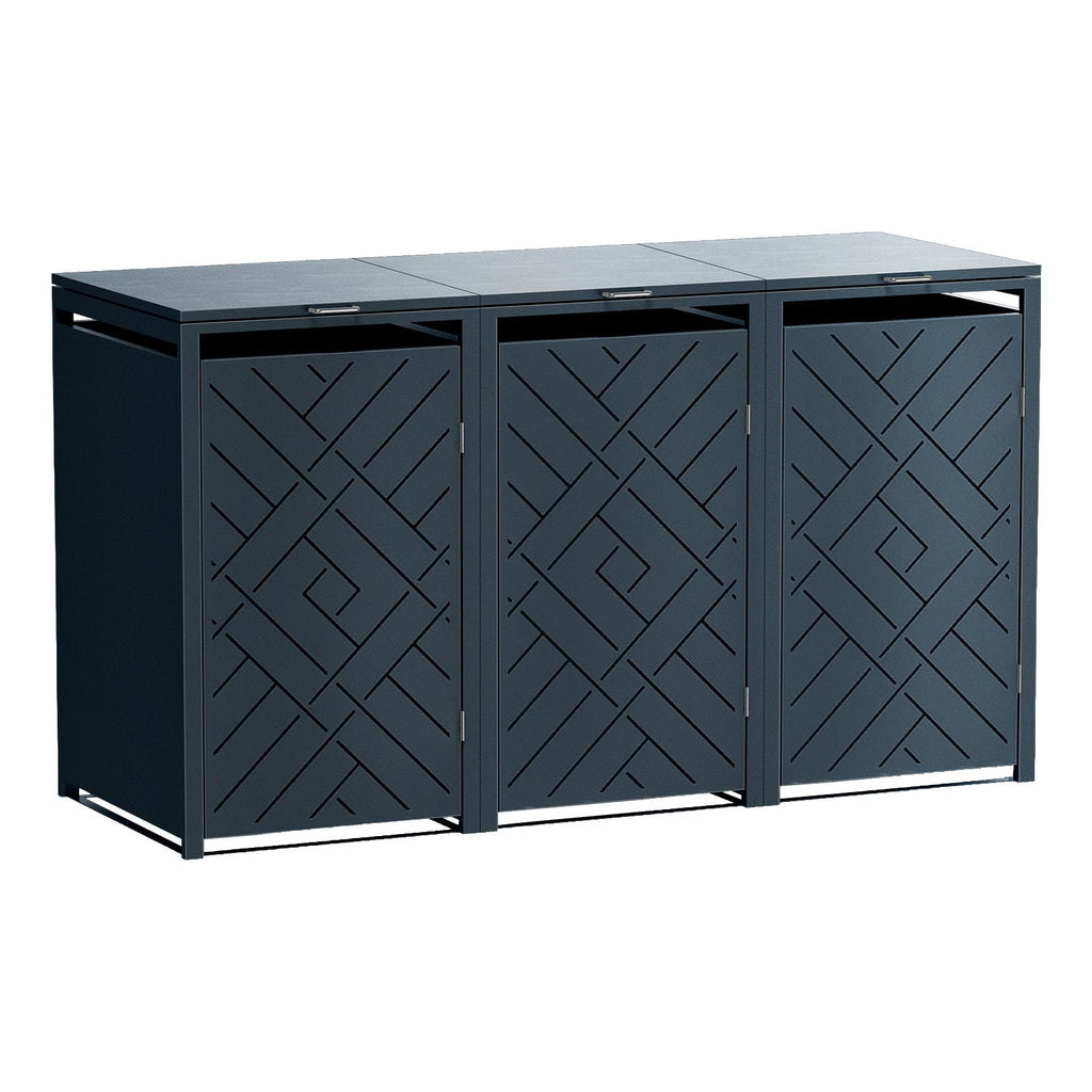 Metzler Design-Mülltonnenbox | 3er | 240l | Rautenmuster | Anthrazit RAL 7016 | Prisma
