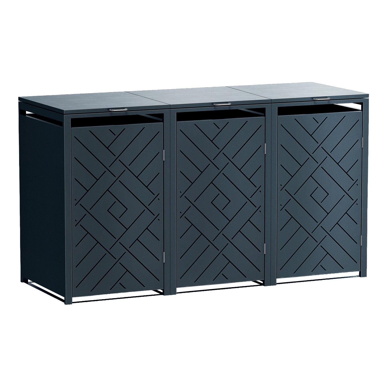 Metzler Design-Mülltonnenbox | 3er | 240l | Rautenmuster | Anthrazit RAL 7016 | Prisma