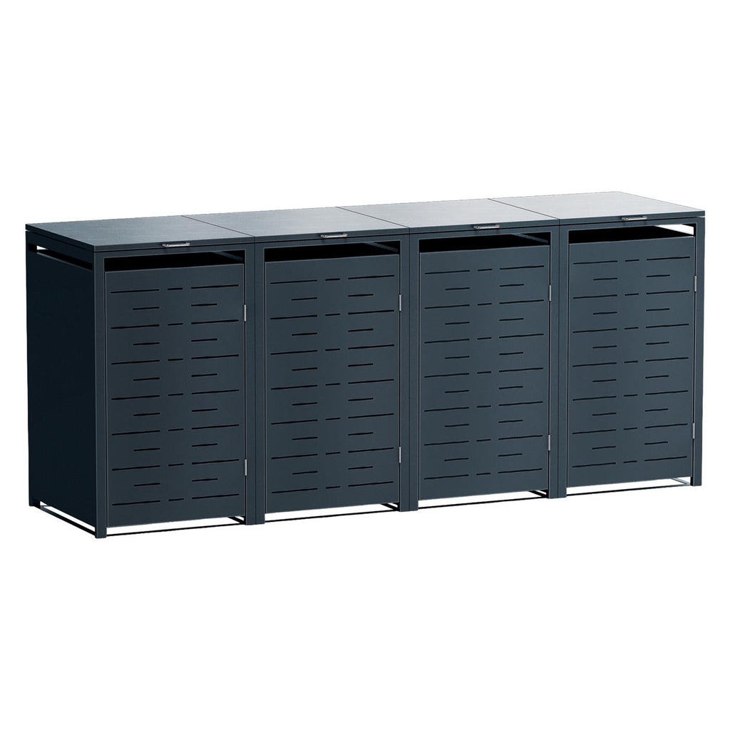 Metzler Design-Mülltonnenbox | 4er | 240l | Anthrazit RAL 7016 | horizontale Designlinien | Nexus