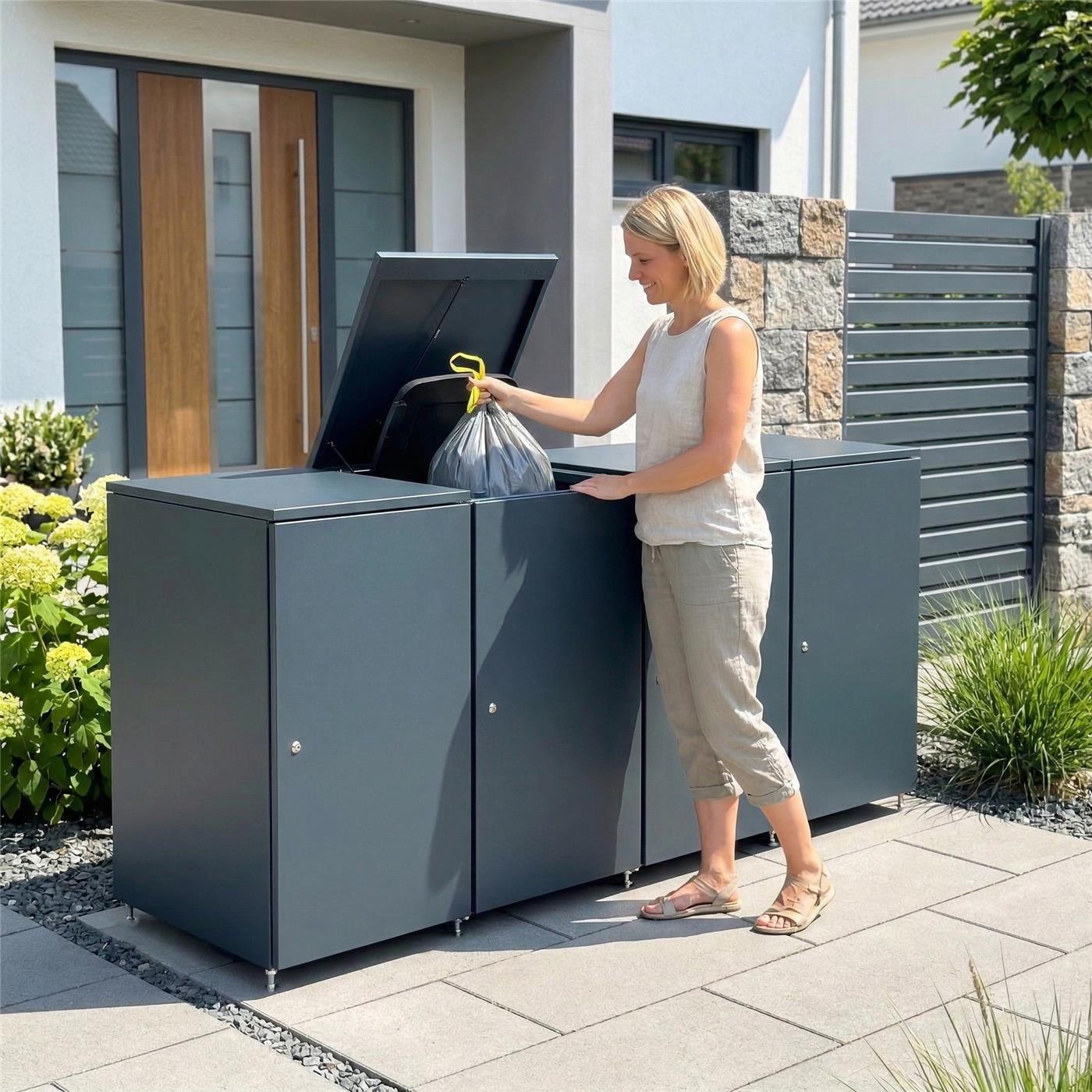Metzler Mülltonnenbox | 4er | 240l | aus Aluminium | rostfrei & massiv