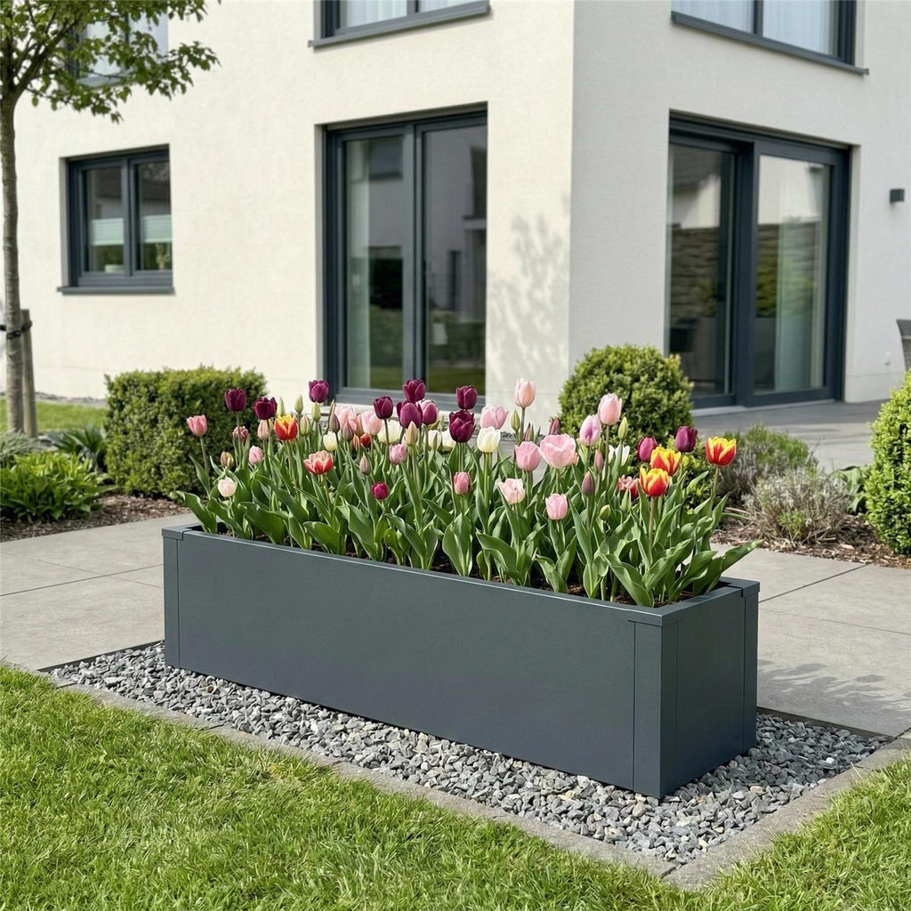 Metzler Hochbeet S für den Garten | kompakte Größe | RAL 7016 Anthrazitgrau | 25 x 100 x 27 cm