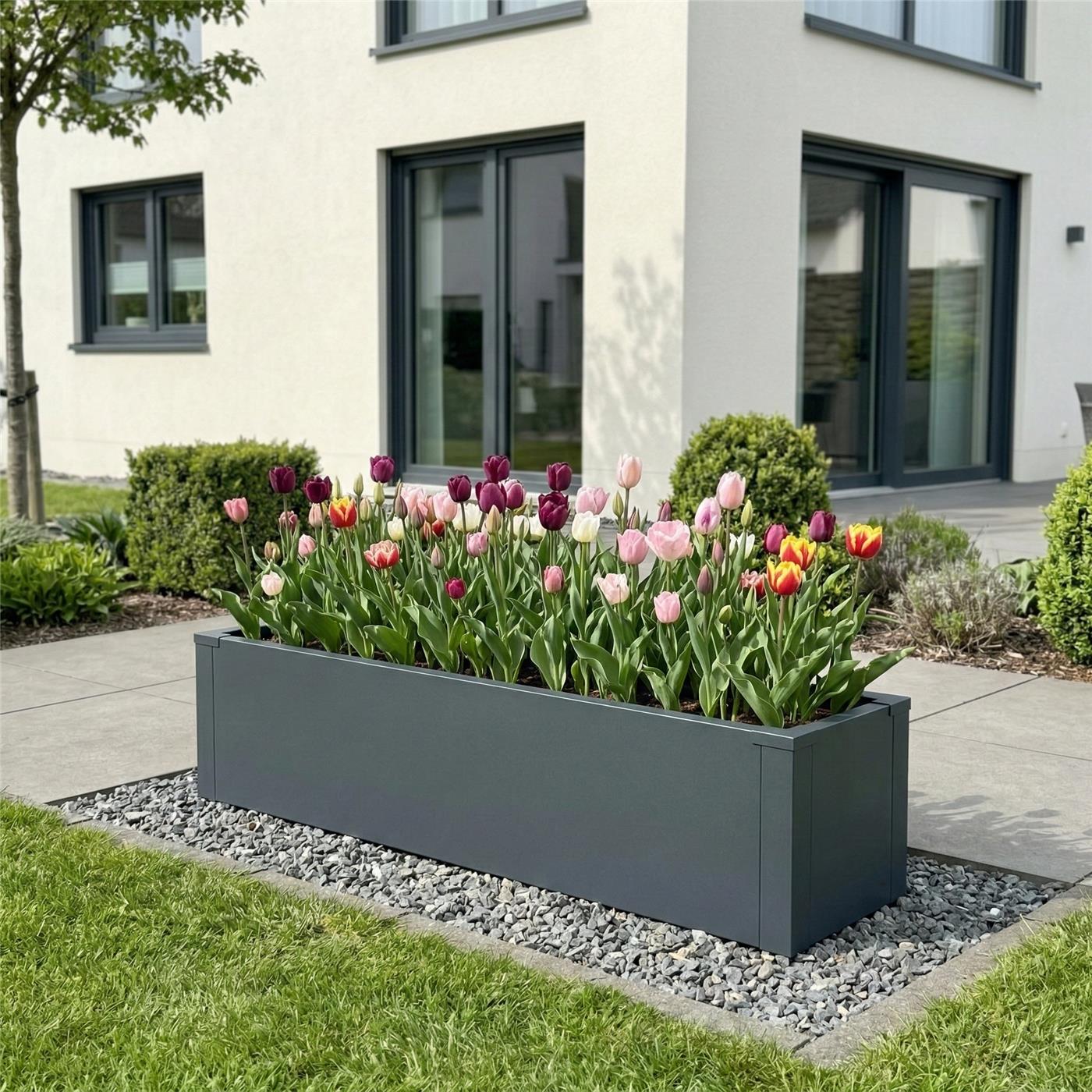 Metzler Hochbeet S für den Garten | kompakte Größe | RAL 7016 Anthrazitgrau | 25 x 100 x 27 cm