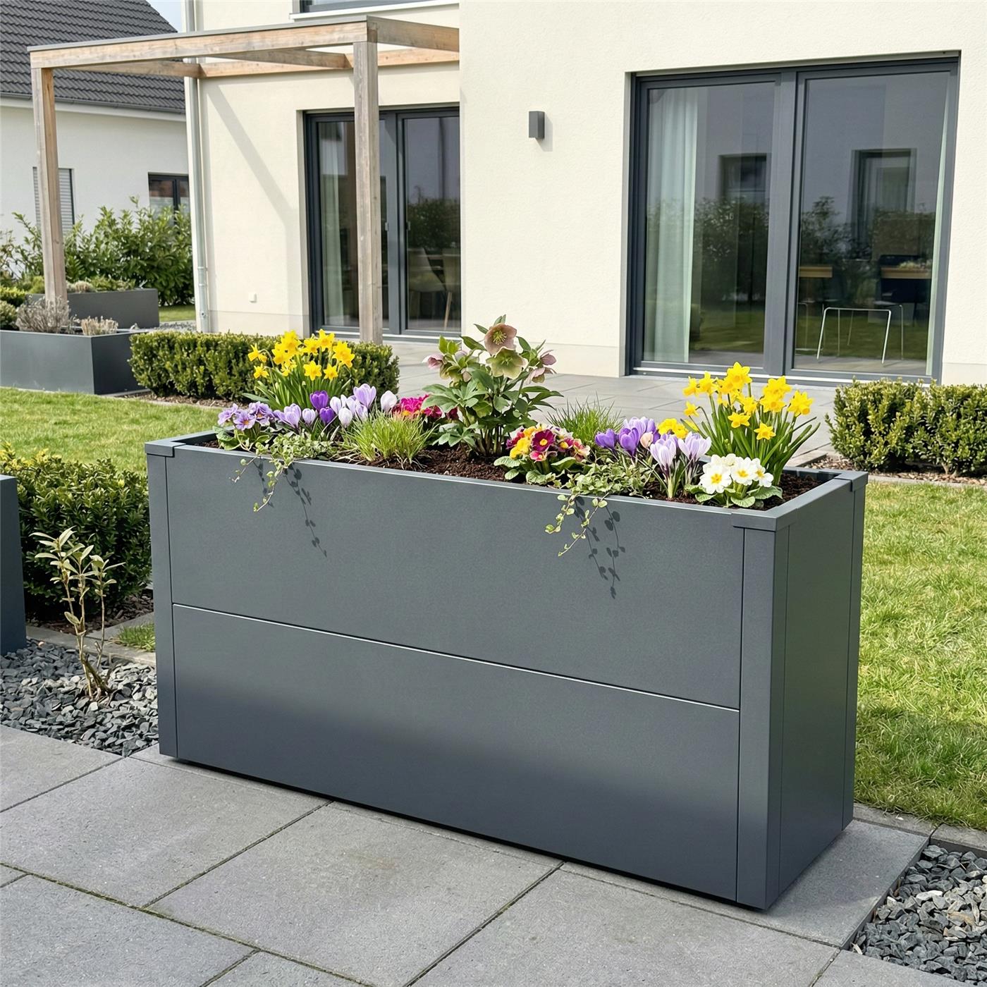 Metzler Hochbeet M für den Garten | kompakte Größe | RAL 7016 Anthrazitgrau | 25 x 100 x 52 cm
