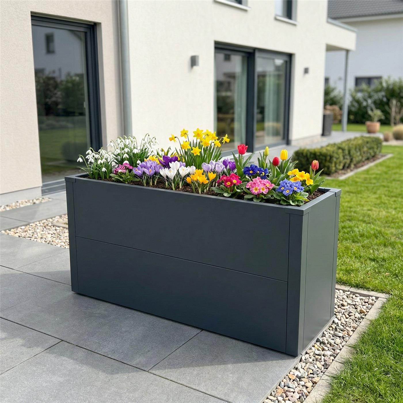Metzler Hochbeet M für den Garten | kompakte Größe | RAL 7016 Anthrazitgrau | 25 x 100 x 52 cm