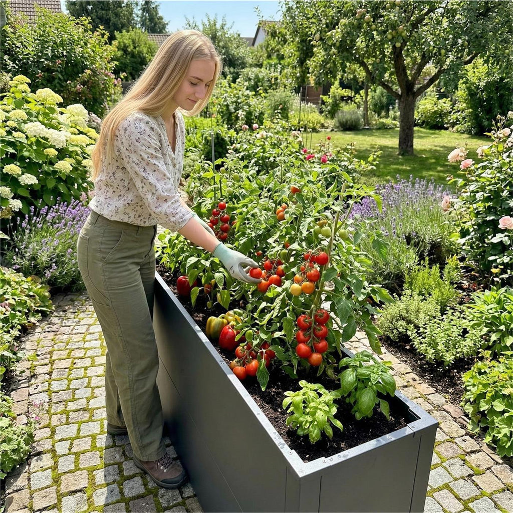 Metzler Hochbeet L für den Garten | kompakte Größe | RAL 7016 Anthrazitgrau | 25 x 100 x 77 cm