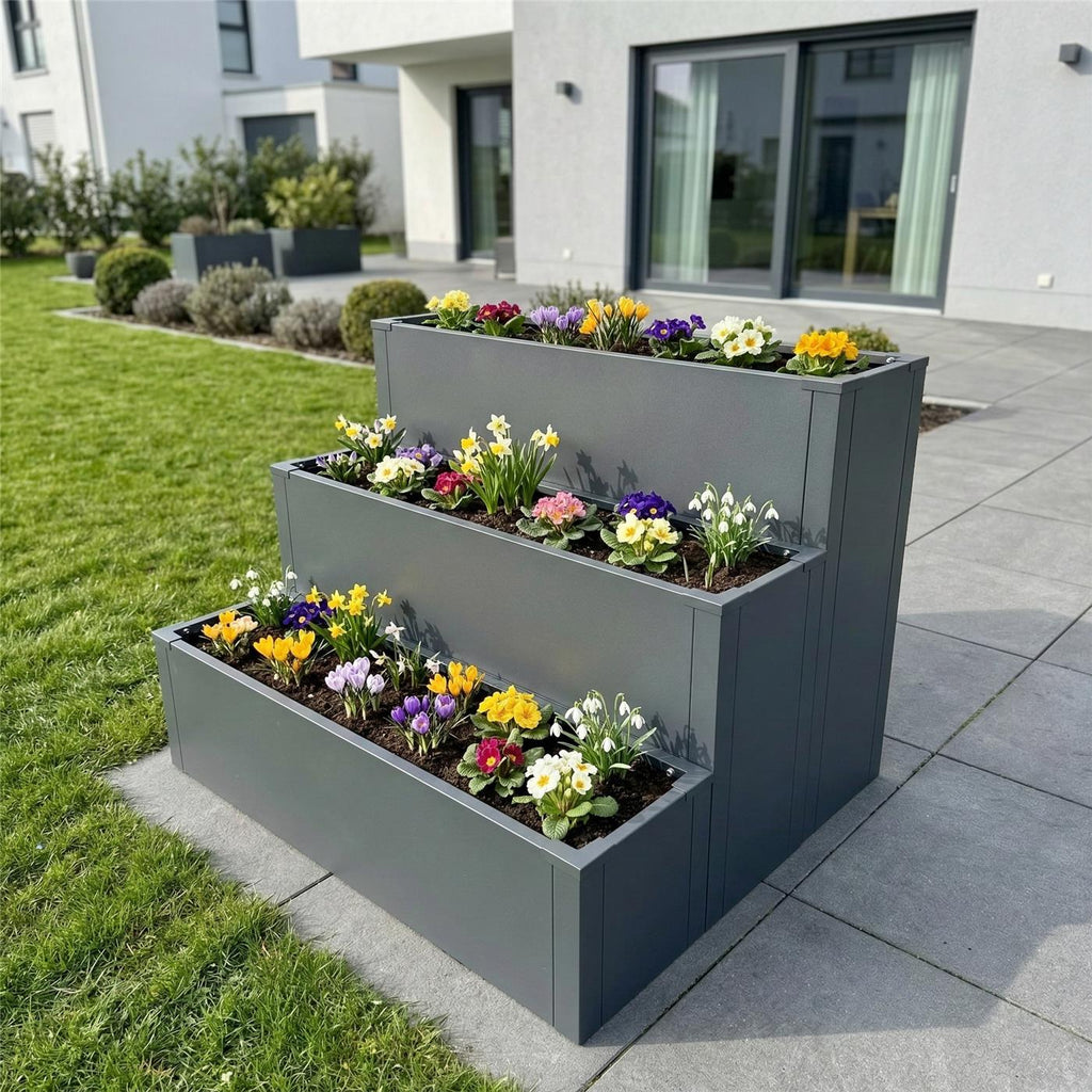 Metzler 3er-Set aus den Hochbeeten S, M und L | RAL 7016 Anthrazitgrau | 75  x 100 x 77 cm