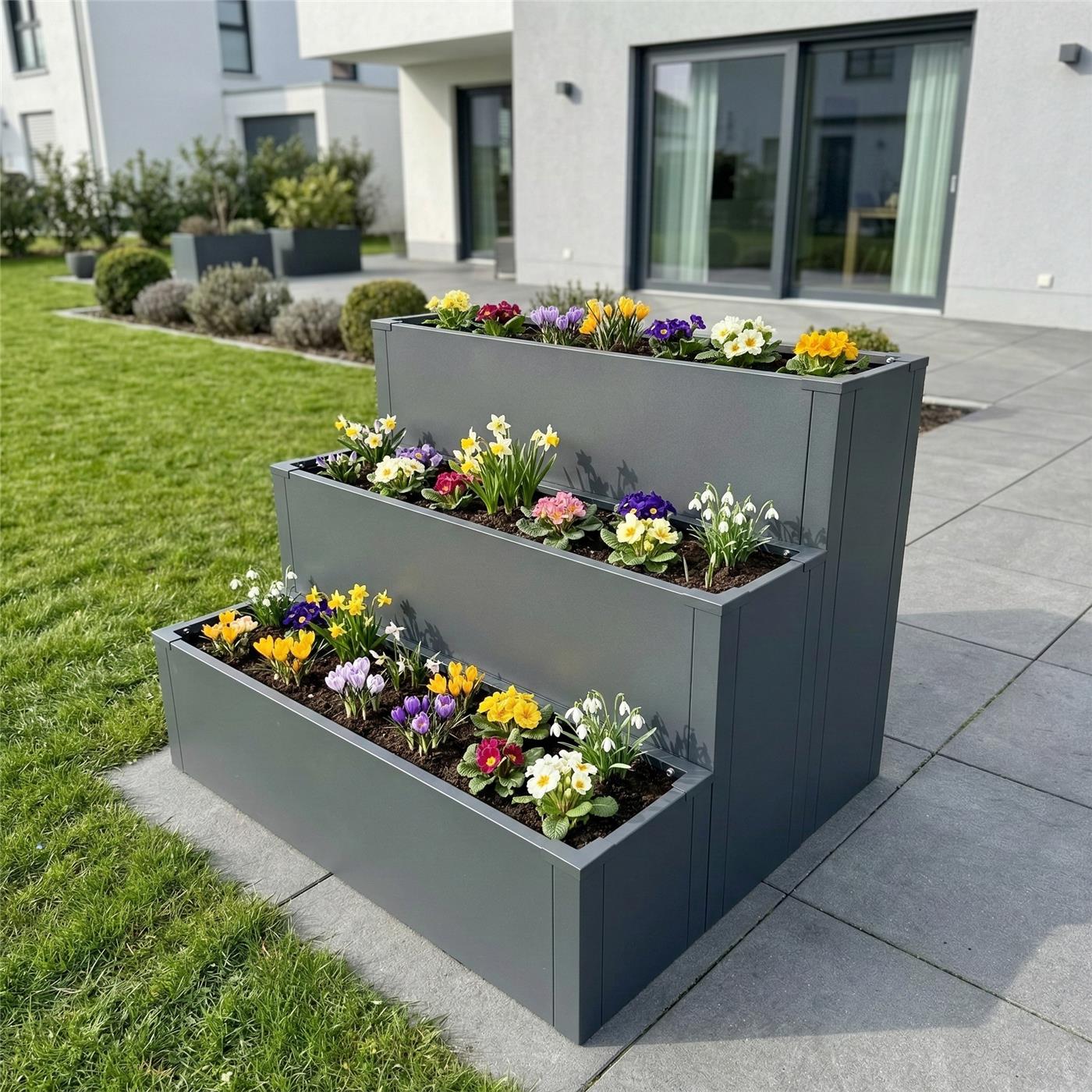 Metzler 3er-Set aus den Hochbeeten S, M und L | RAL 7016 Anthrazitgrau | 75  x 100 x 77 cm