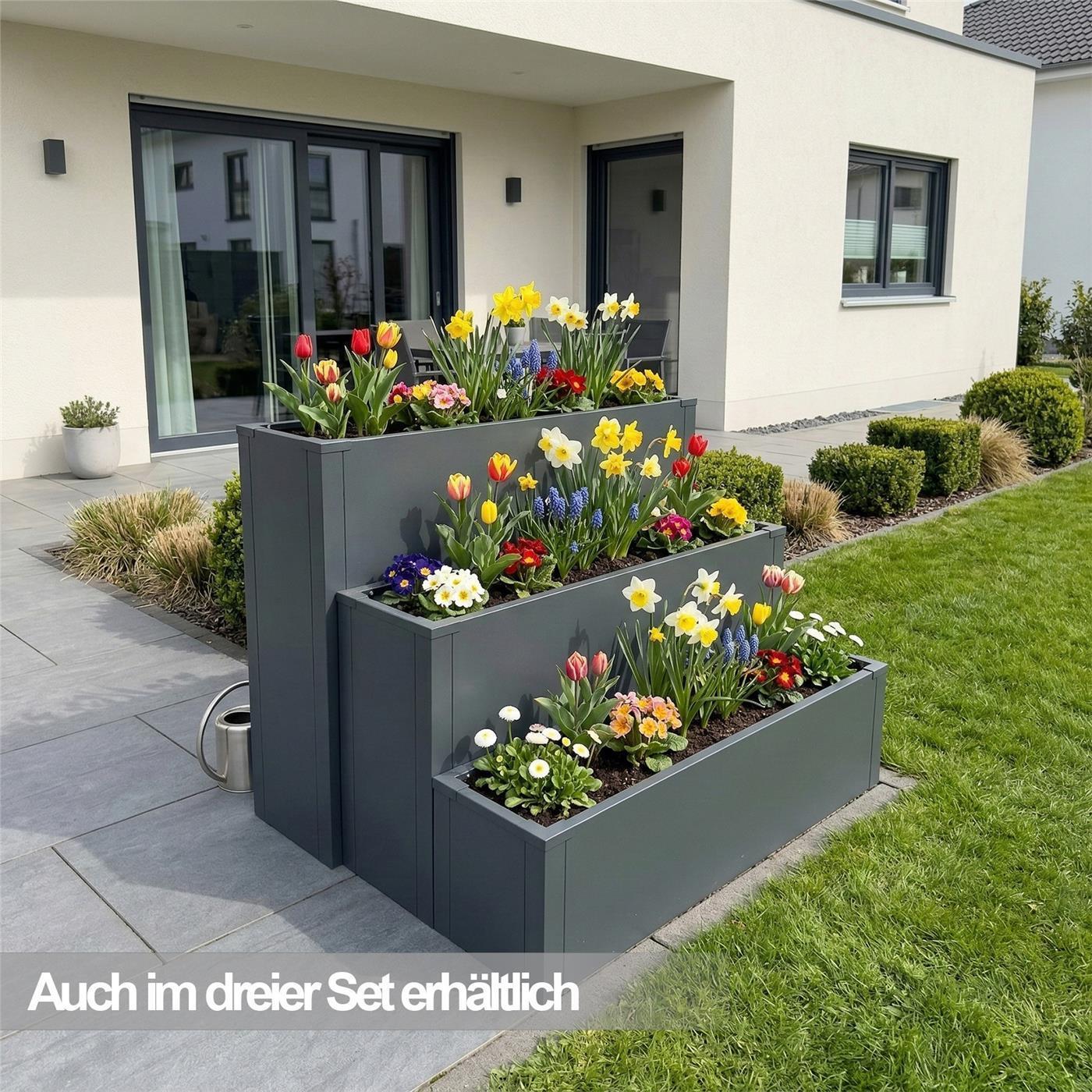 Metzler Hochbeet S für den Garten | kompakte Größe | RAL 7016 Anthrazitgrau | 25 x 100 x 27 cm