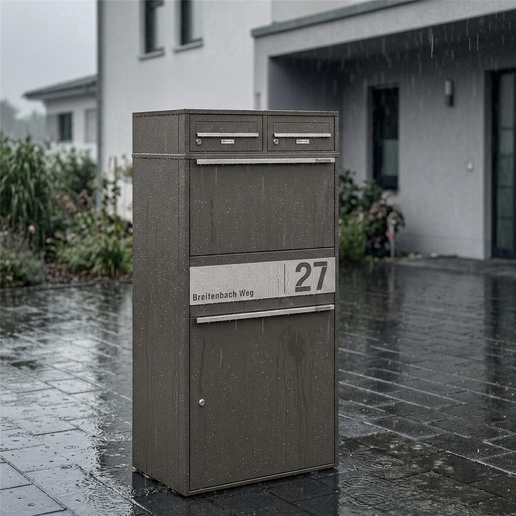 Metzler Paketbox XL mit zwei Briefkästen | austauschbarer Papiereinleger | personalisiert mit Gravur | Bispo Max 2