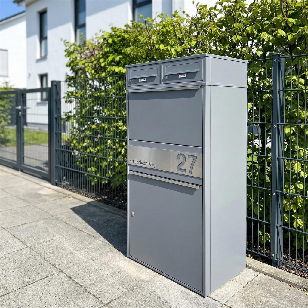 Metzler Paketbox XL mit zwei Briefkästen | austauschbarer Papiereinleger | personalisiert mit Gravur | Bispo Max 2