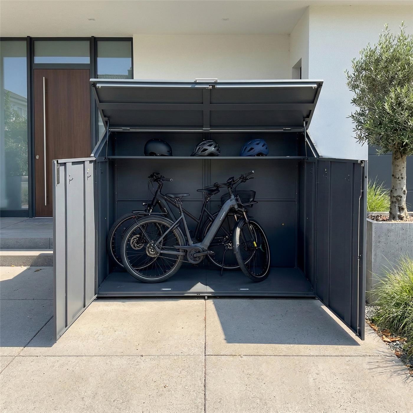 Metzler Fahrradgarage | Fahrradbox mit viel Stauraum | in RAL 7016 Anthrazit