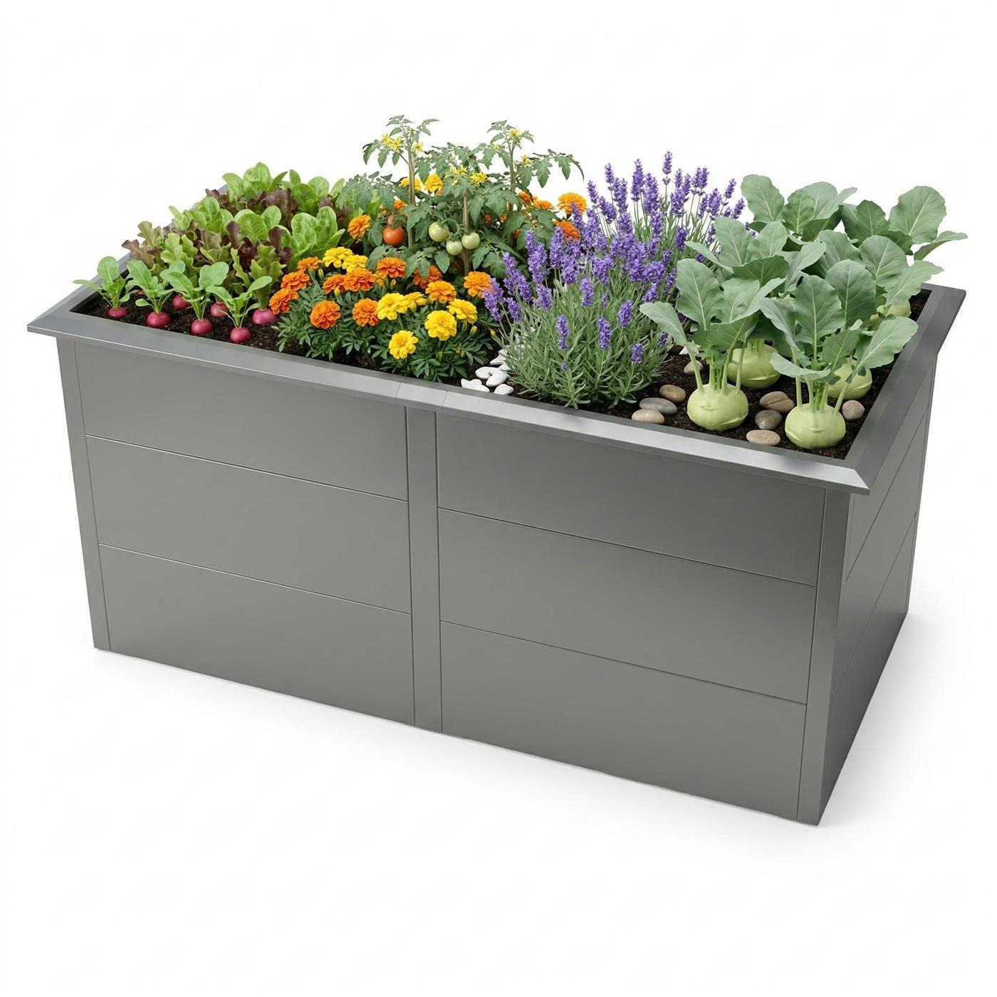 Metzler Hochbeet XL für den Garten | Mit Schneckenschutz | Pulverbeschichtet | 206 x 77 x 106 cm
