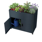 Metzler Hochbeet mit Stauraum | Pulverbeschichtet in Anthrazit RAL 7016 | 100  x 90 x 50 cm