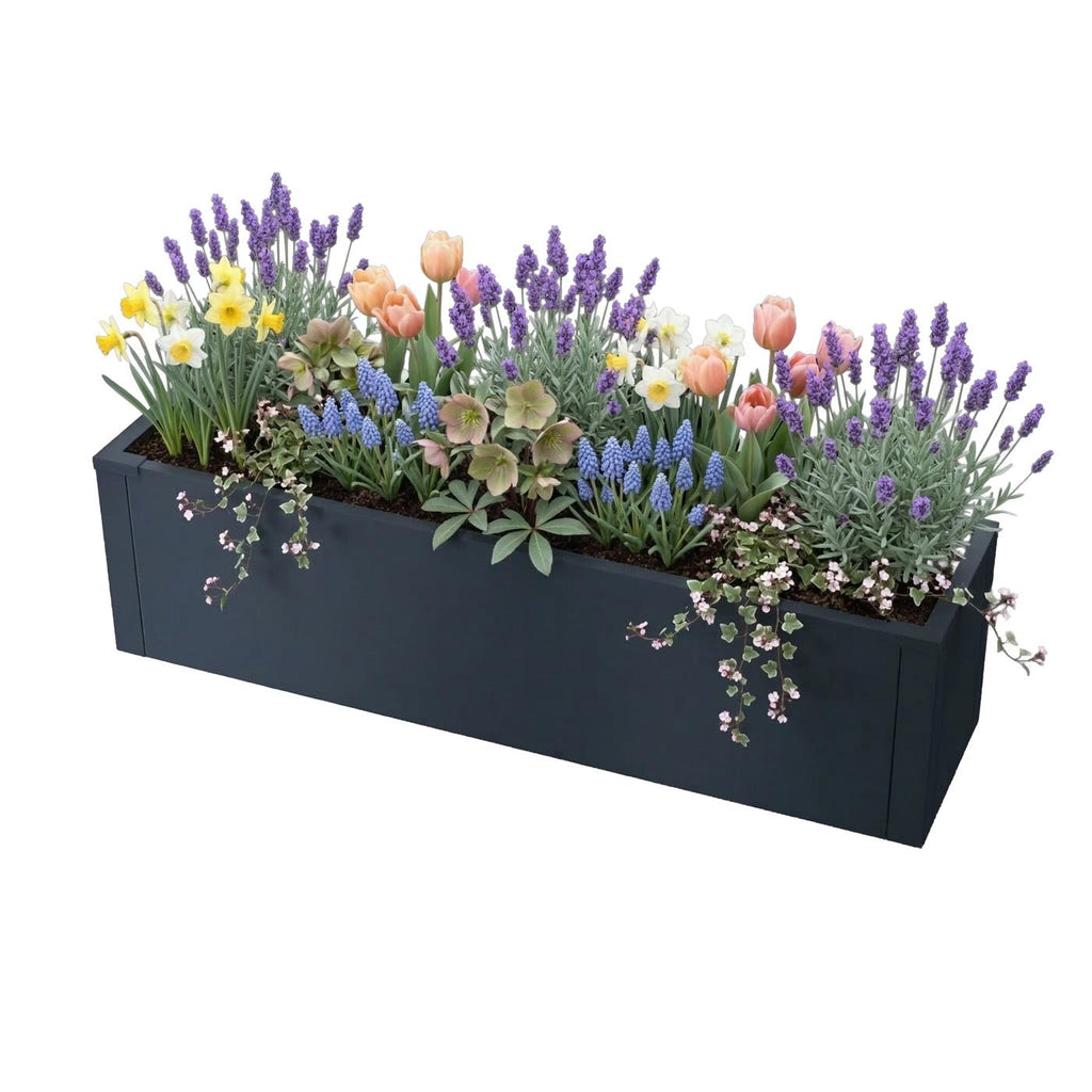 Metzler Hochbeet S für den Garten | kompakte Größe | RAL 7016 Anthrazitgrau | 25 x 100 x 27 cm