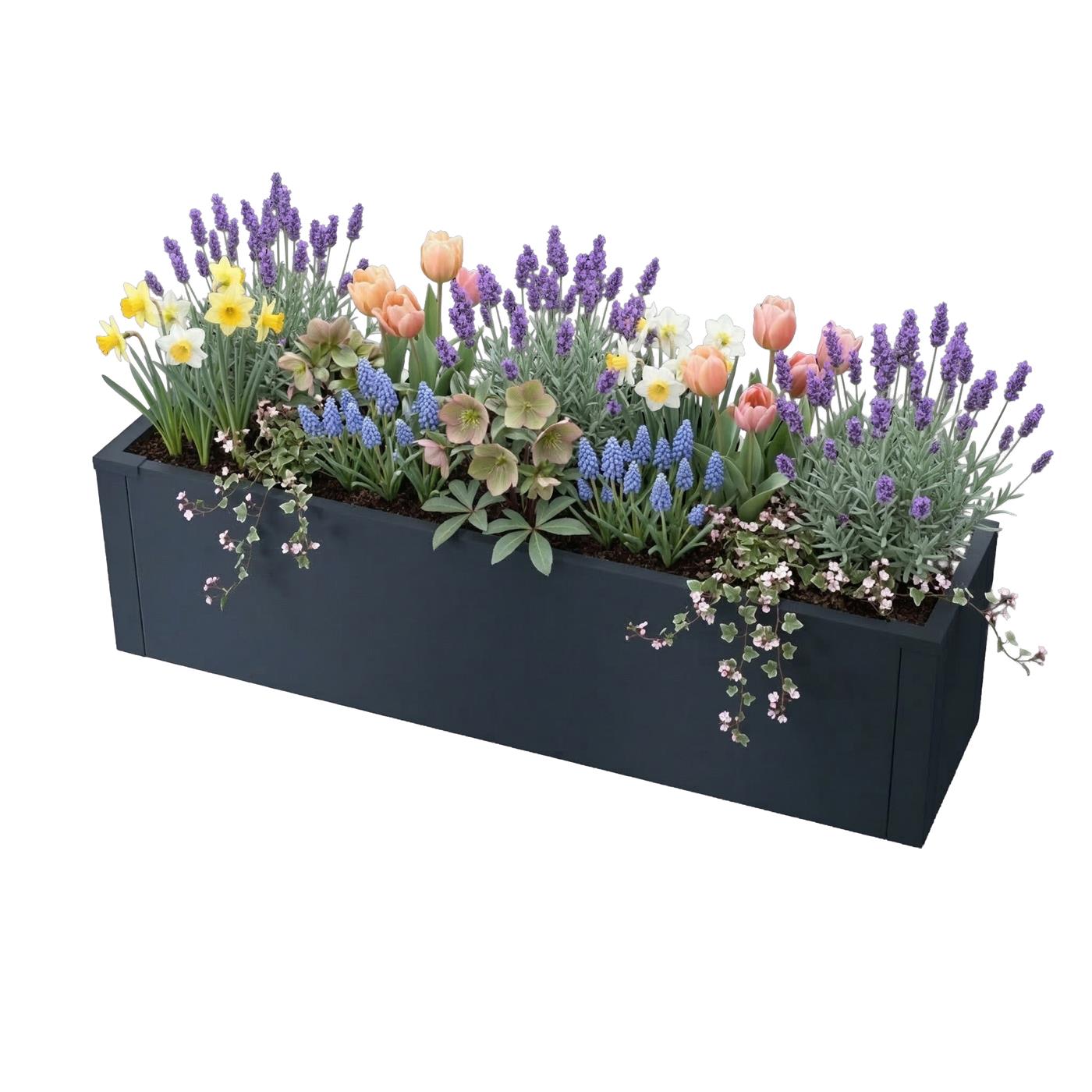 Metzler Hochbeet S für den Garten | kompakte Größe | RAL 7016 Anthrazitgrau | 25 x 100 x 27 cm