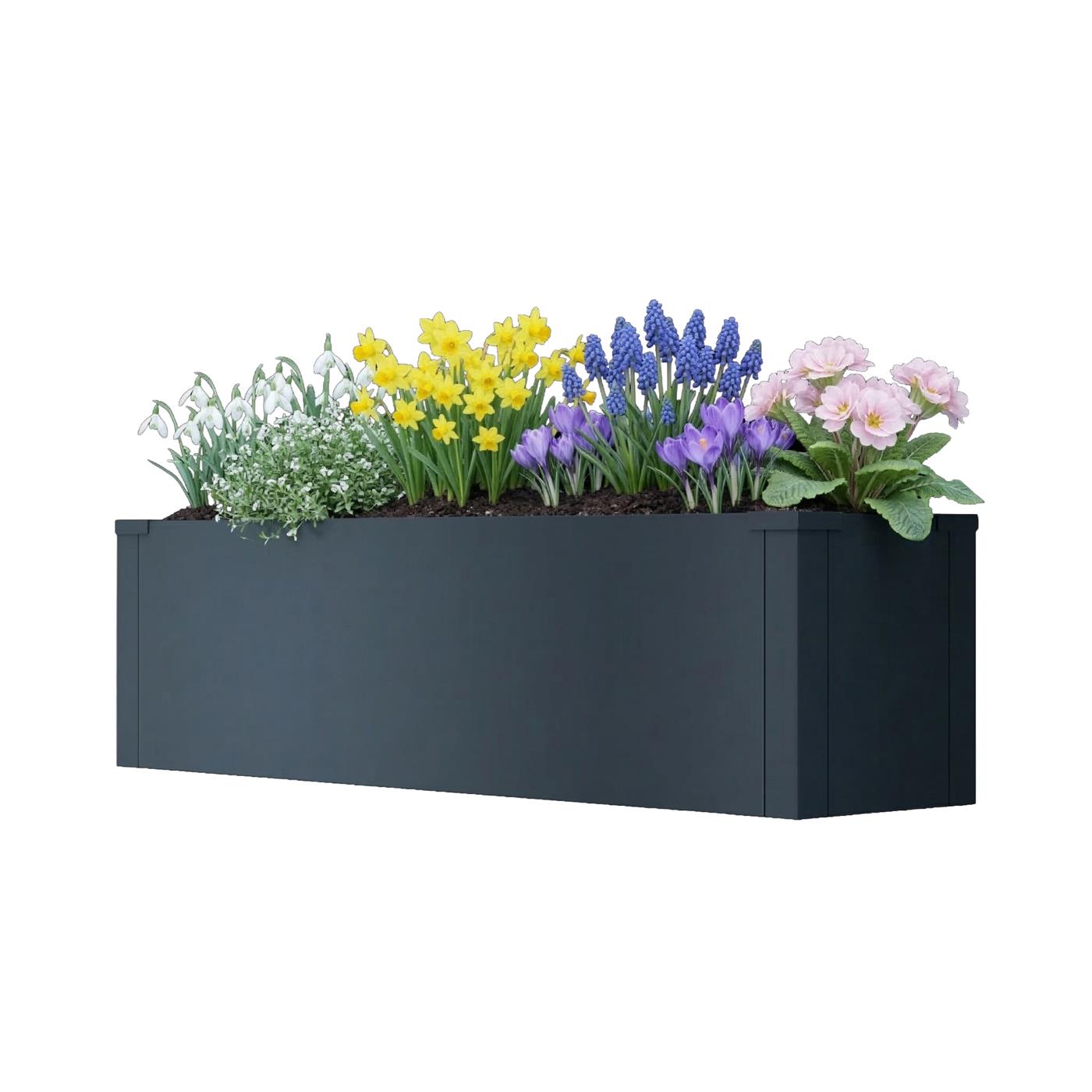 Metzler Hochbeet S für den Garten | kompakte Größe | RAL 7016 Anthrazitgrau | 25 x 100 x 27 cm