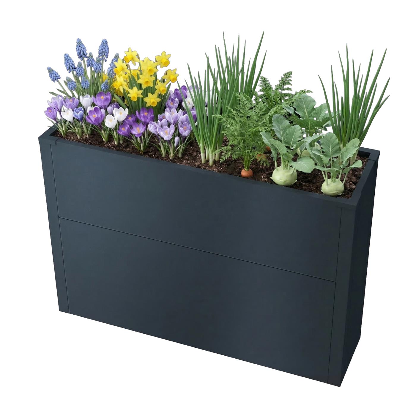 Metzler Hochbeet L für den Garten | kompakte Größe | RAL 7016 Anthrazitgrau | 25 x 100 x 77 cm