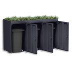 Metzler Mülltonnenbox mit Pflanzdach | 3er | 240l | aus Aluminium | rostfrei & massiv
