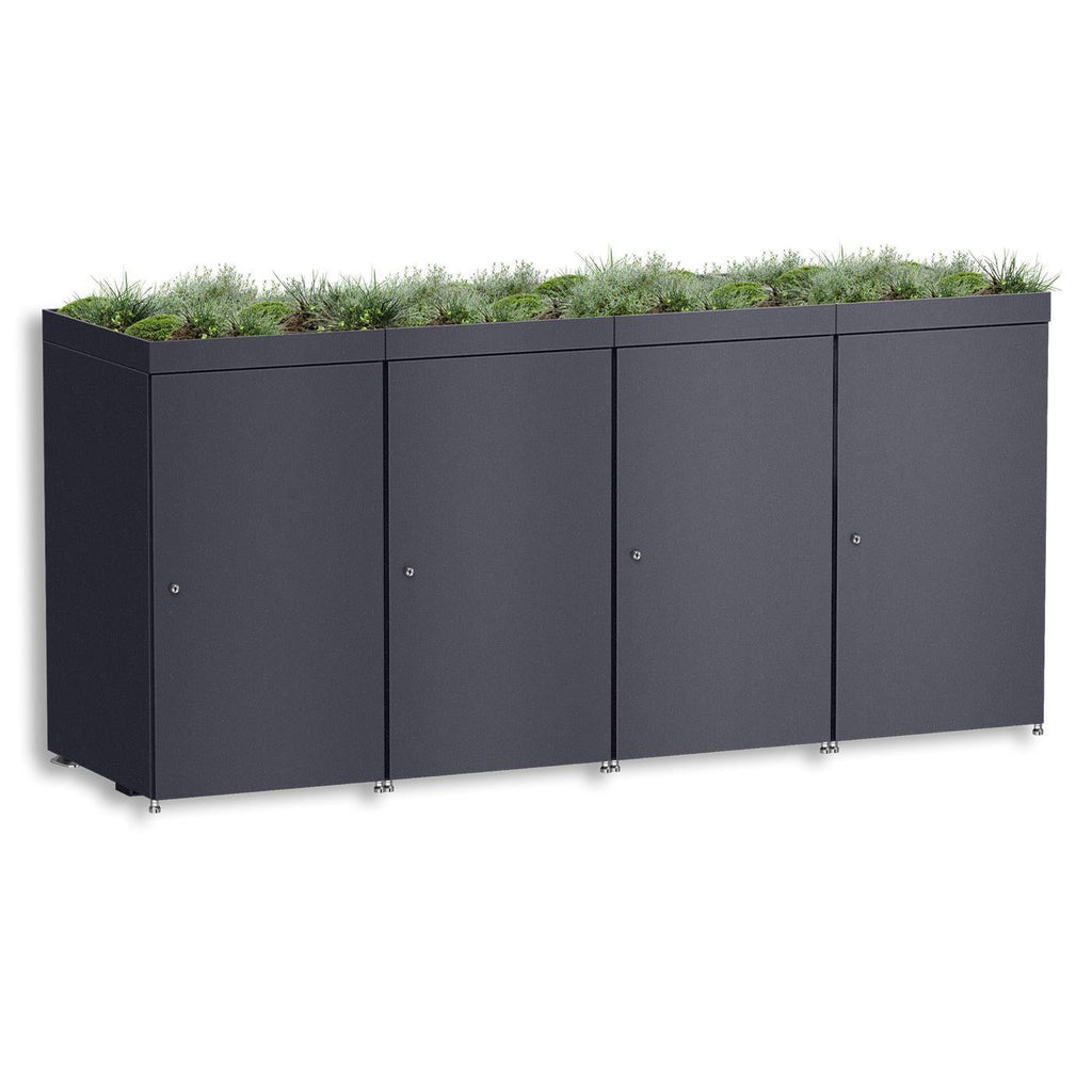 Metzler Mülltonnenbox mit Pflanzdach | 4er | 240l | aus Aluminium | rostfrei & massiv