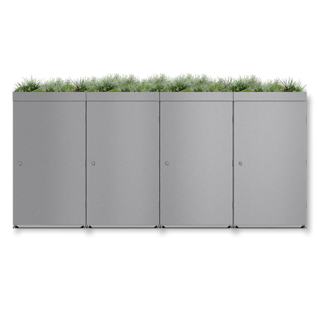 Metzler Mülltonnenbox mit Pflanzdach | 4er | 240l | aus Aluminium | rostfrei & massiv
