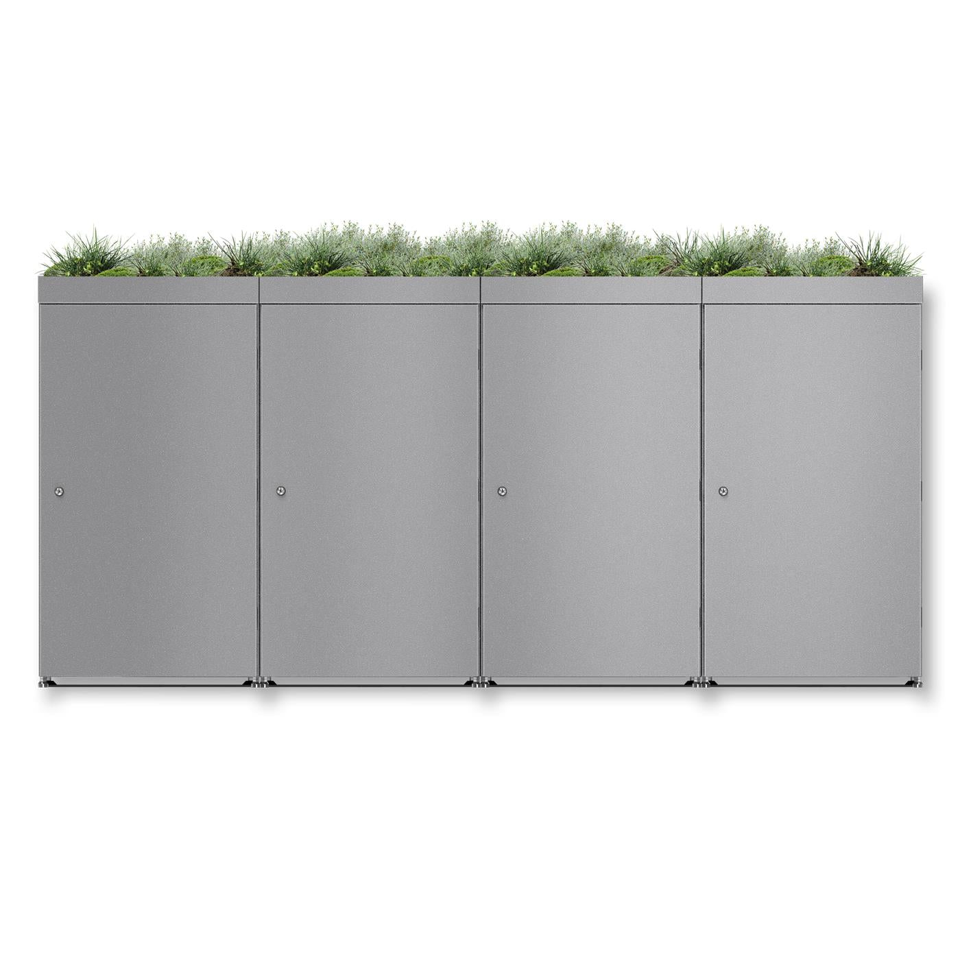 Metzler Mülltonnenbox mit Pflanzdach | 4er | 240l | aus Aluminium | rostfrei & massiv