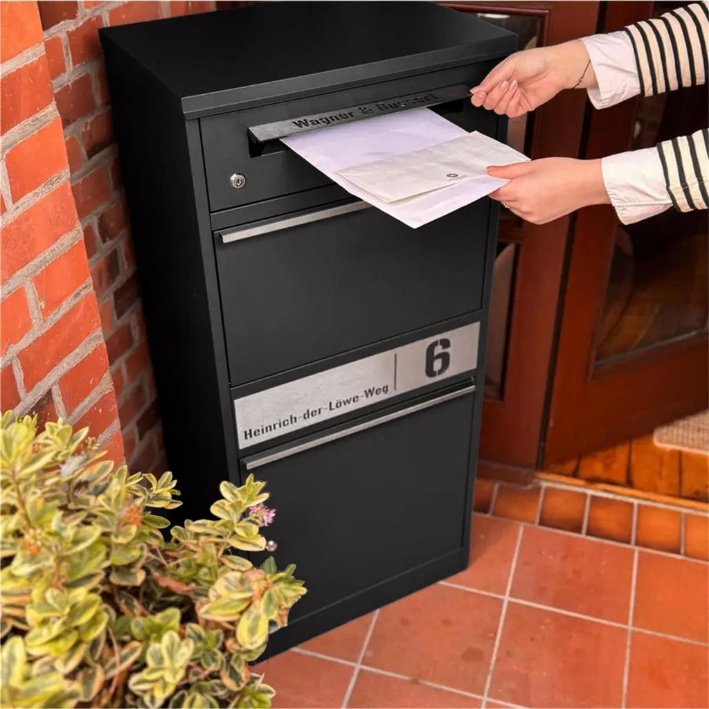 Metzler Paketbox mit Briefkasten | LED | personalisiert mit Gravur | Bispo 2