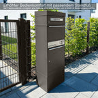 Metzler Paketbox mit Pflanzdach | personalisiert mit Gravur | Edelstahl-Namensschild | mit Briefeinwurf | Bispo 2