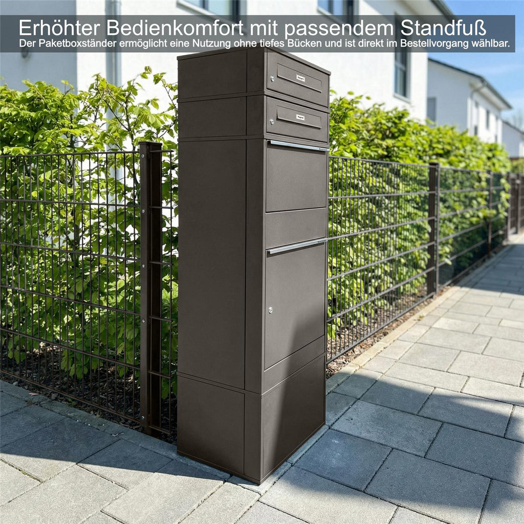 Metzler Paketbox mit 2 Briefkästen mit austauschbaren Namensschildern | für Pakete bis zur Größe M | Bispo RE