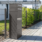 Metzler Paketbox mit 2 Briefkästen | personalisiert mit Gravur | Edelstahl-Namensschild | mit Briefeinwurf | Bispo 2