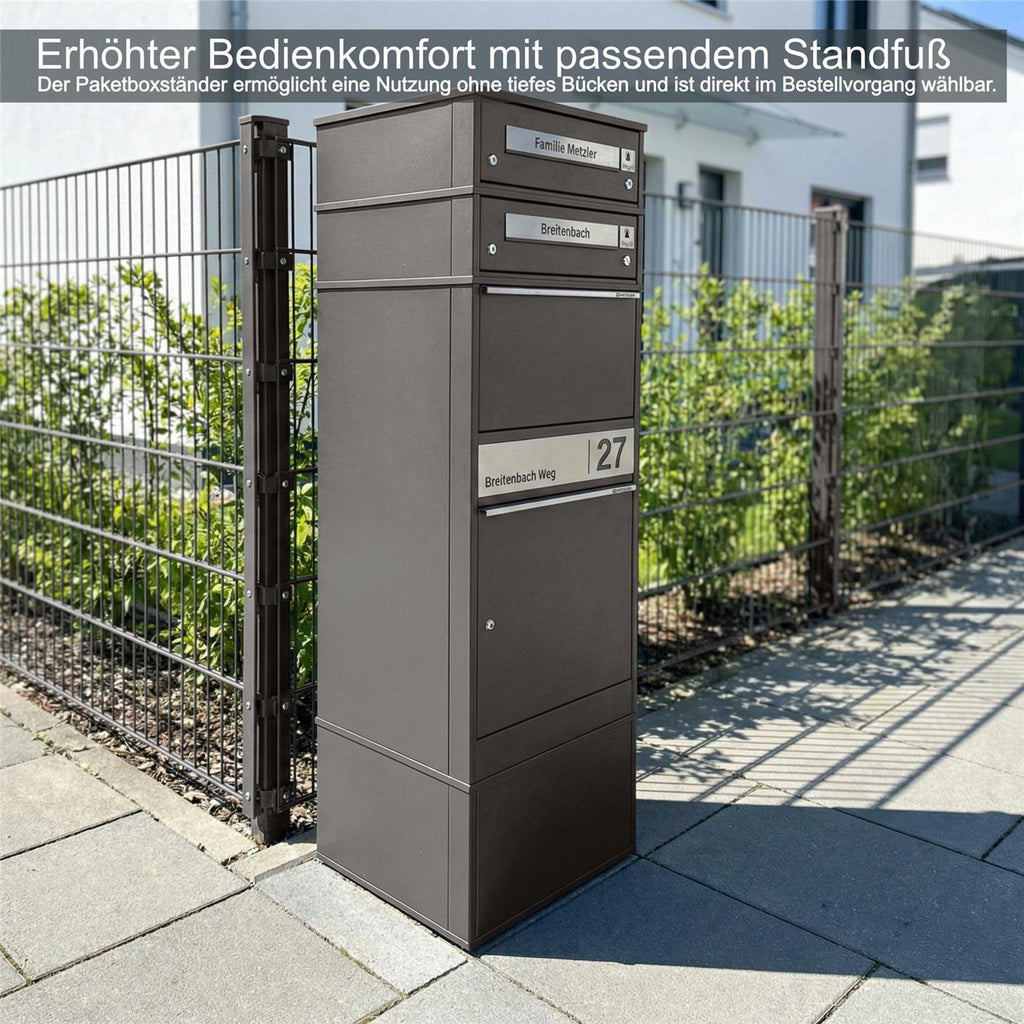Metzler Funk-Paketbox mit Klingel & Briefkasten |  personalisiert mit Gravur | Edelstahl-Namensschilder | Bispo Funk