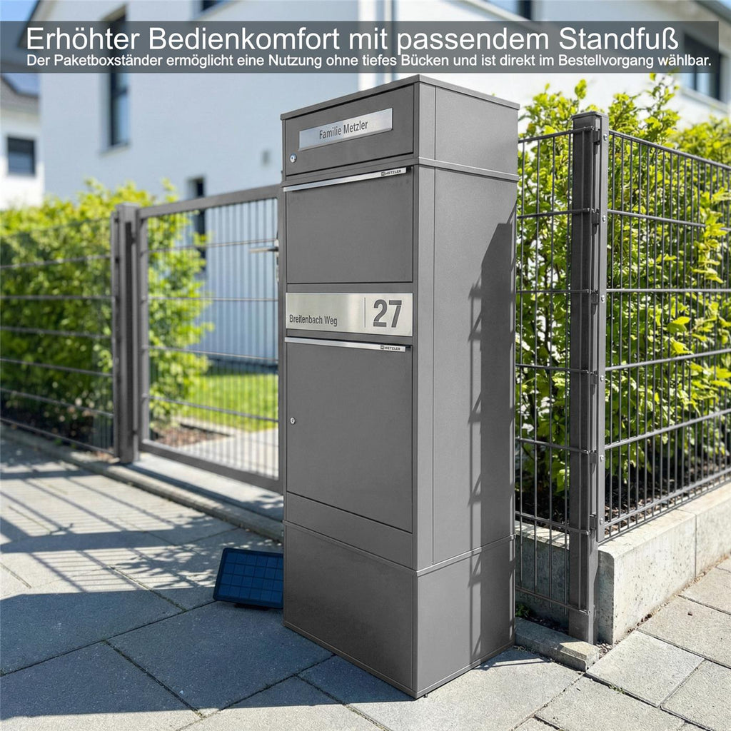 Metzler Paketbox mit Briefkasten | LED | personalisiert mit Gravur | Bispo 2