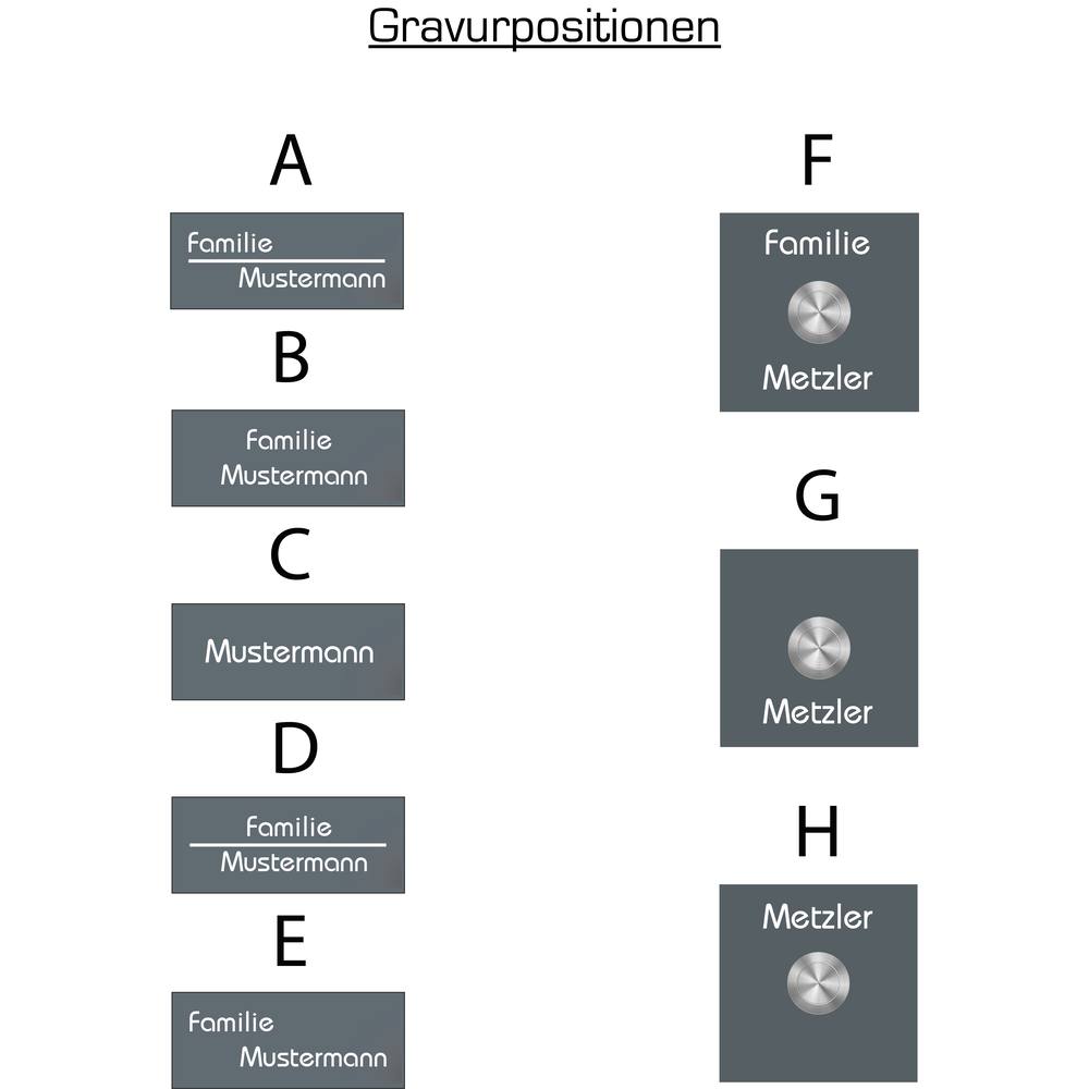 Klingelplatte Edelstahl - mit LED Taster