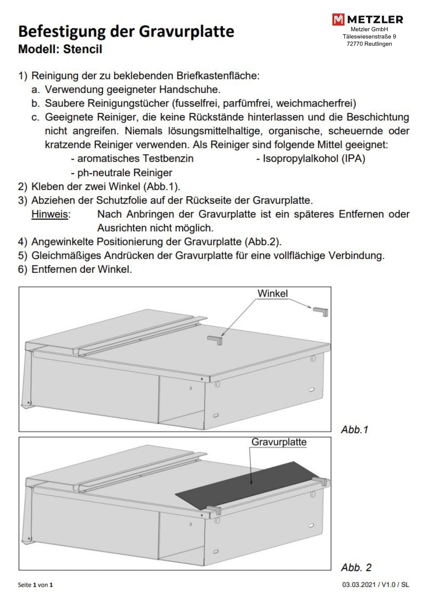 Ersatz Gravurplatte aus Edelstahl passend zu Briefkästen Enno, Siebert und Thobe