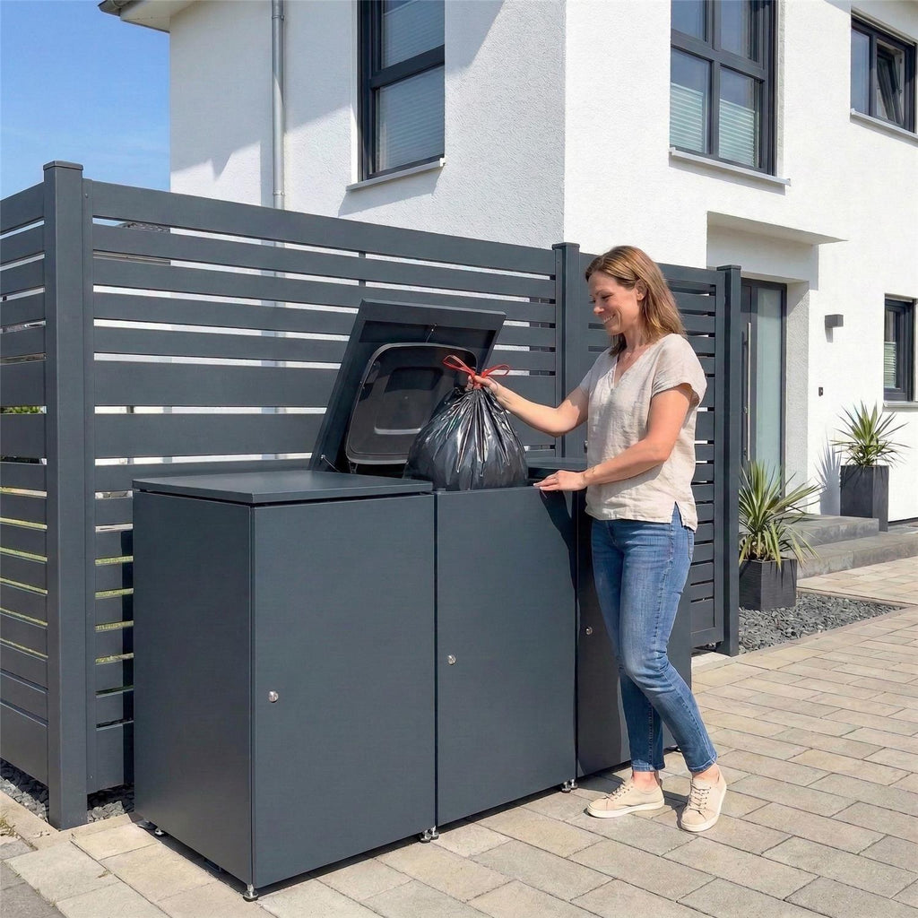 Metzler Mülltonnenbox | 3er | 240l | aus Aluminium | rostfrei & massiv