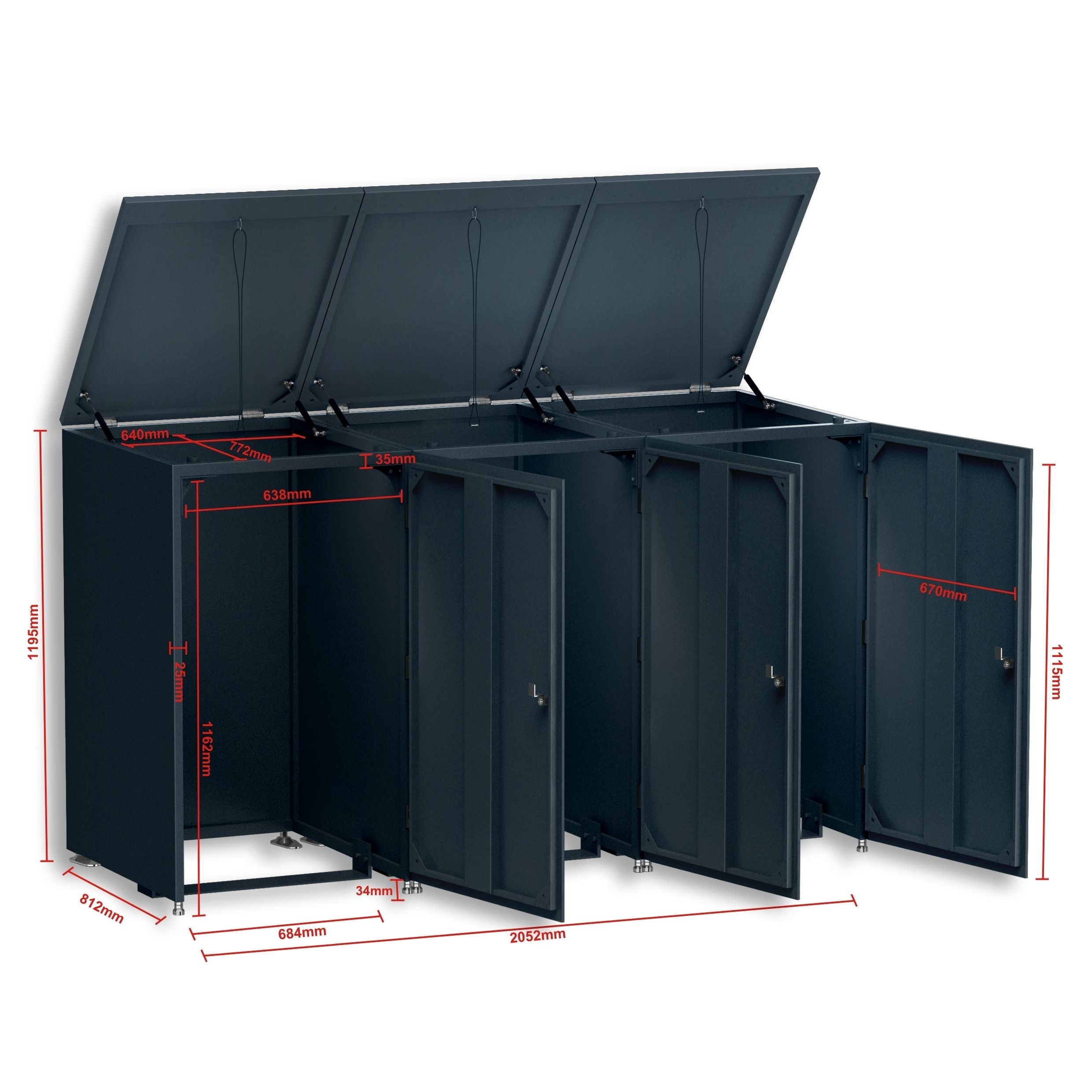 Metzler Mülltonnenbox | 3er | 240l | aus Aluminium | rostfrei & massiv