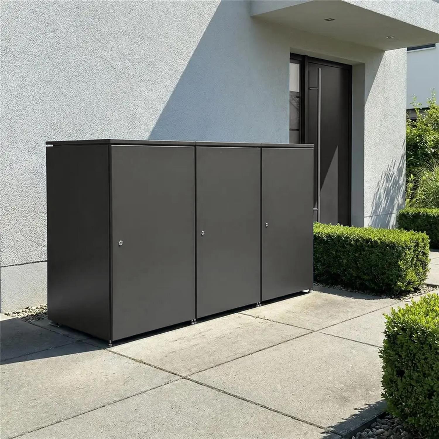 Metzler Mülltonnenbox | 3er | 240l | aus Aluminium | rostfrei & massiv