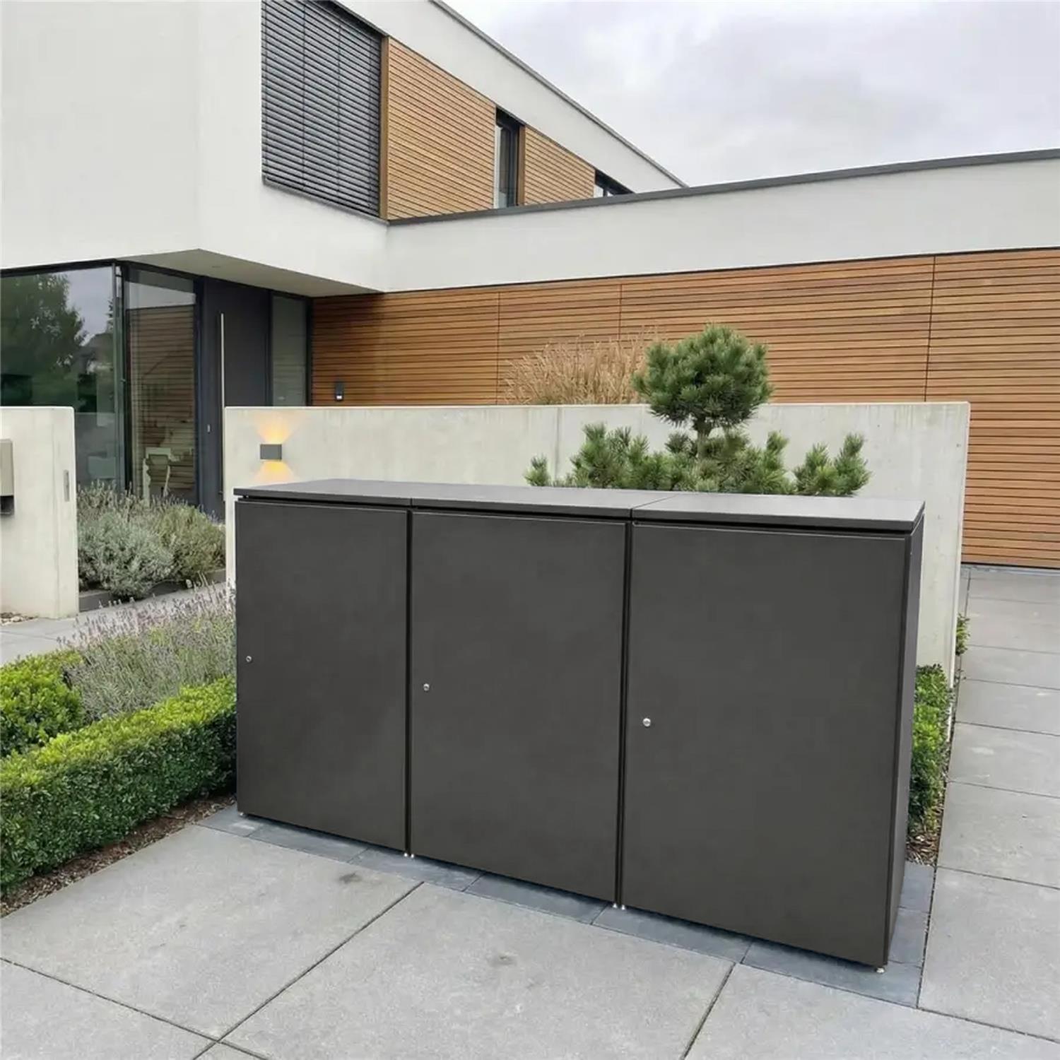 Metzler Mülltonnenbox | 3er | 240l | aus Aluminium | rostfrei & massiv