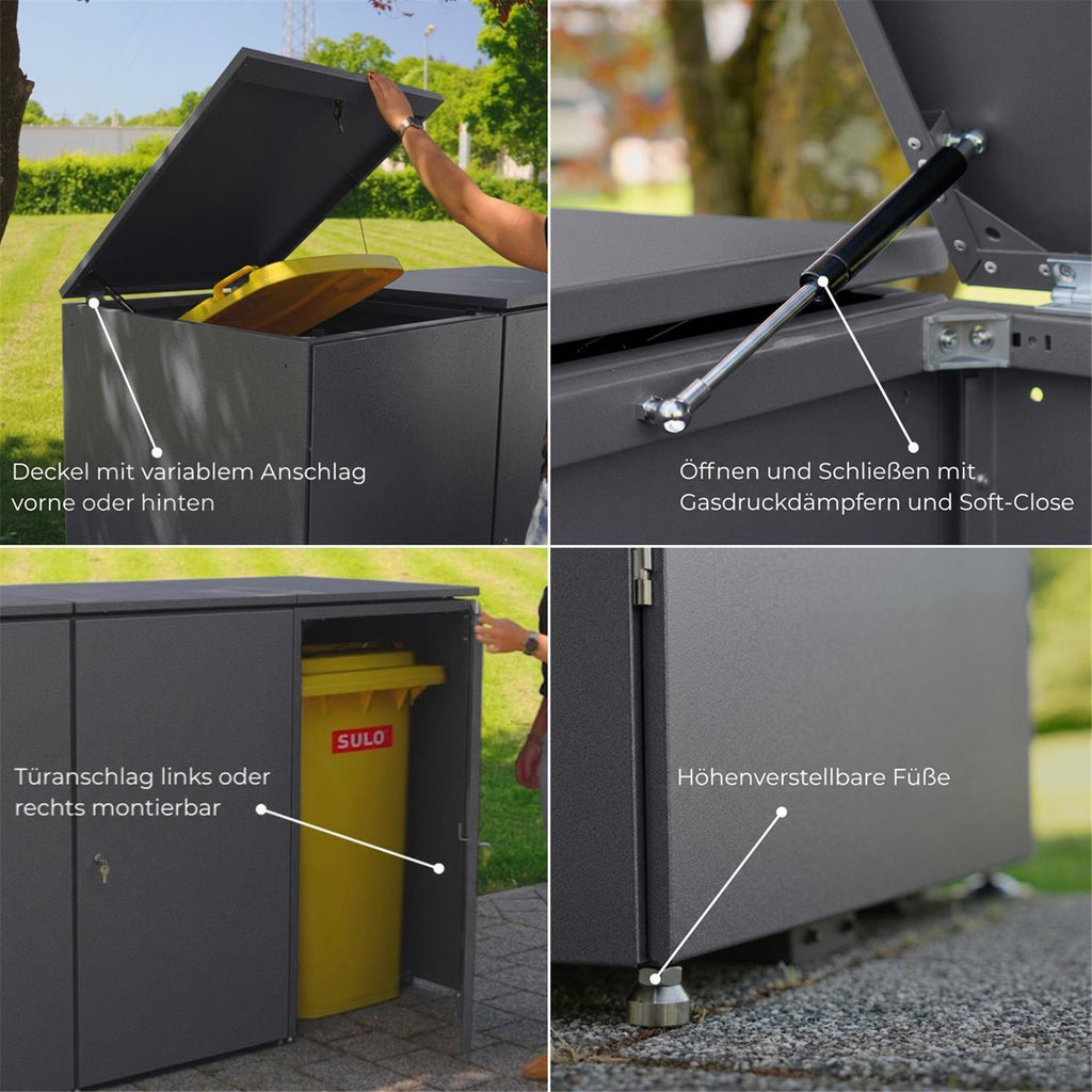 Metzler Mülltonnenbox | 3er | 240l | aus Aluminium | rostfrei & massiv
