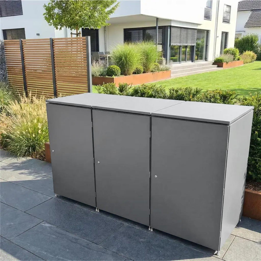 Metzler Mülltonnenbox | 3er | 240l | aus Aluminium | rostfrei & massiv