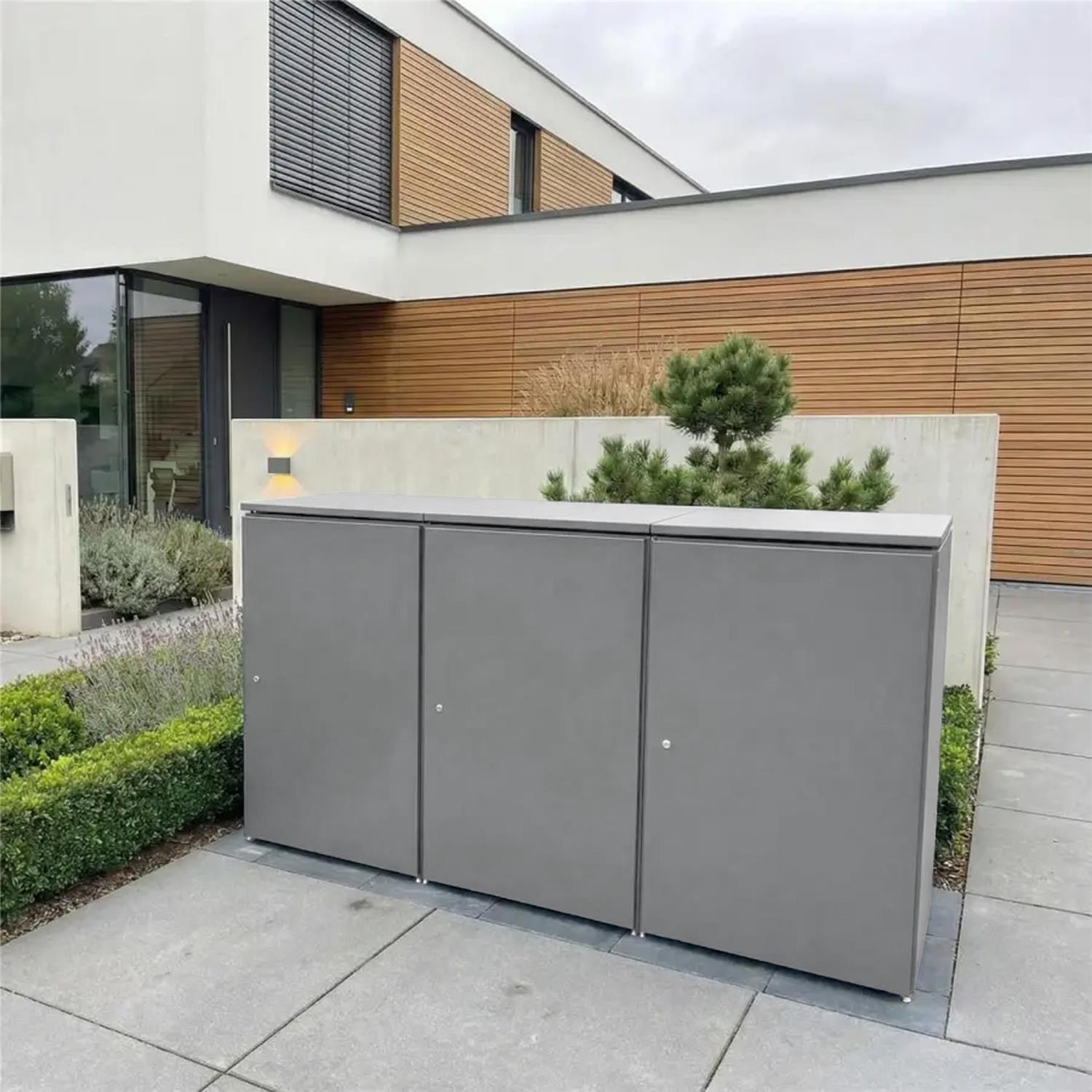 Metzler Mülltonnenbox | 3er | 240l | aus Aluminium | rostfrei & massiv