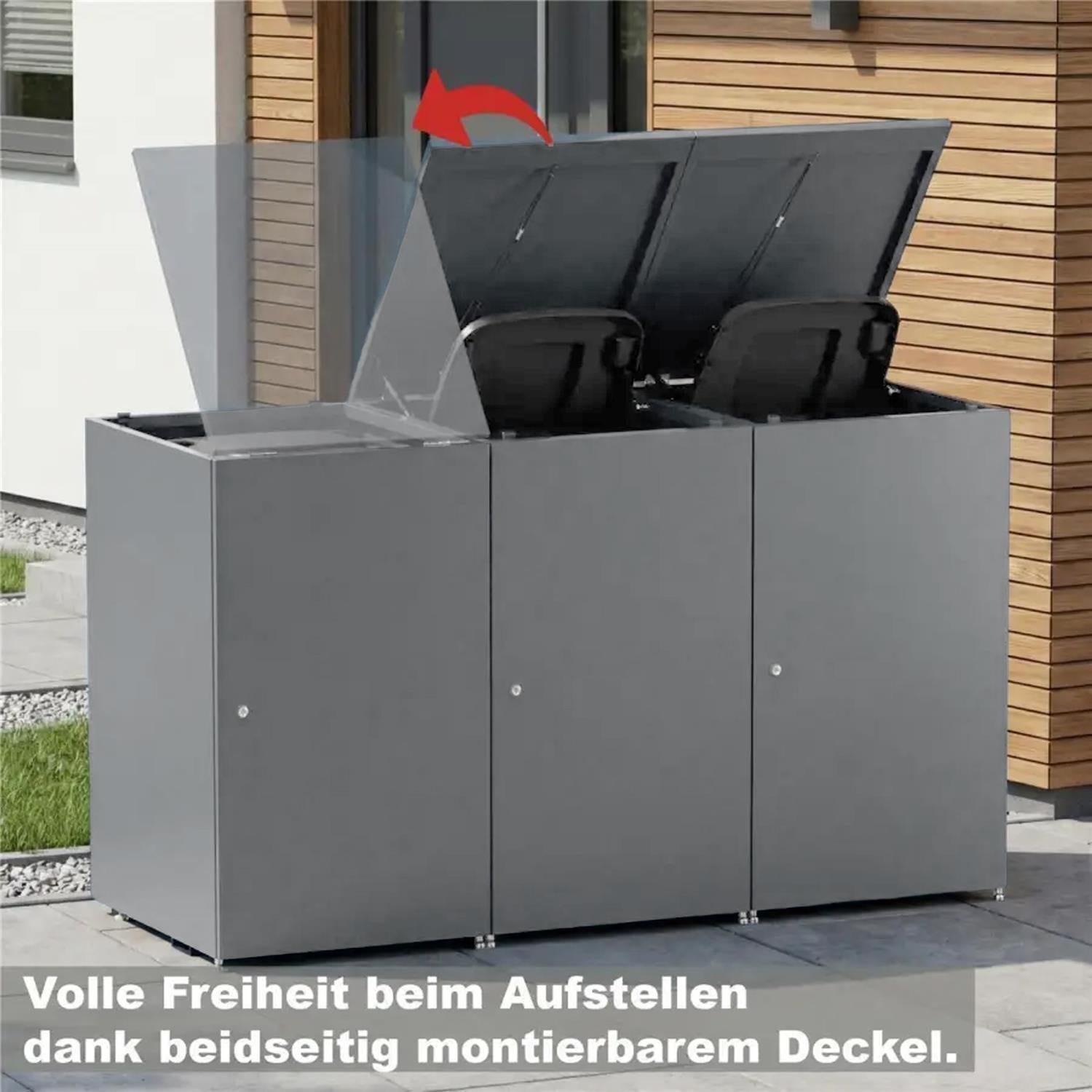 Metzler Mülltonnenbox | 3er | 240l | aus Aluminium | rostfrei & massiv