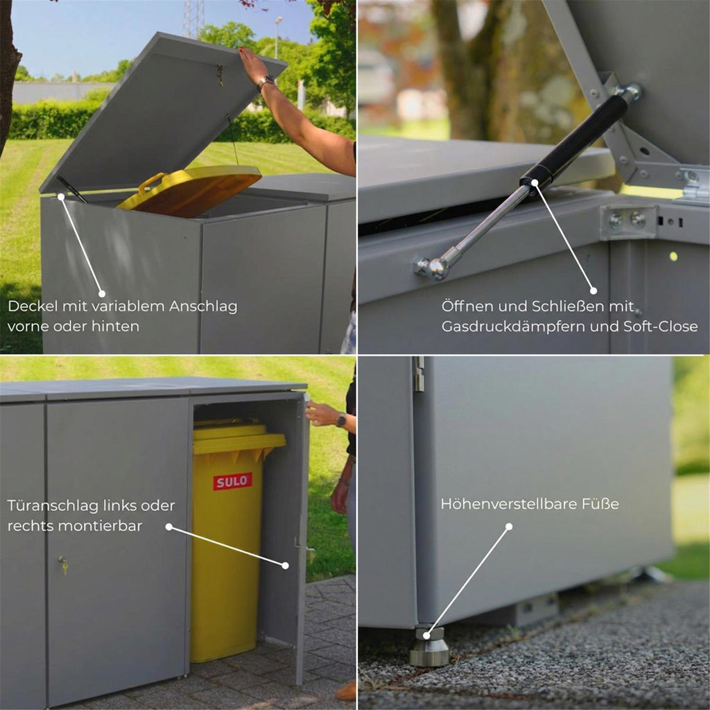 Metzler Mülltonnenbox | 3er | 240l | aus Aluminium | rostfrei & massiv