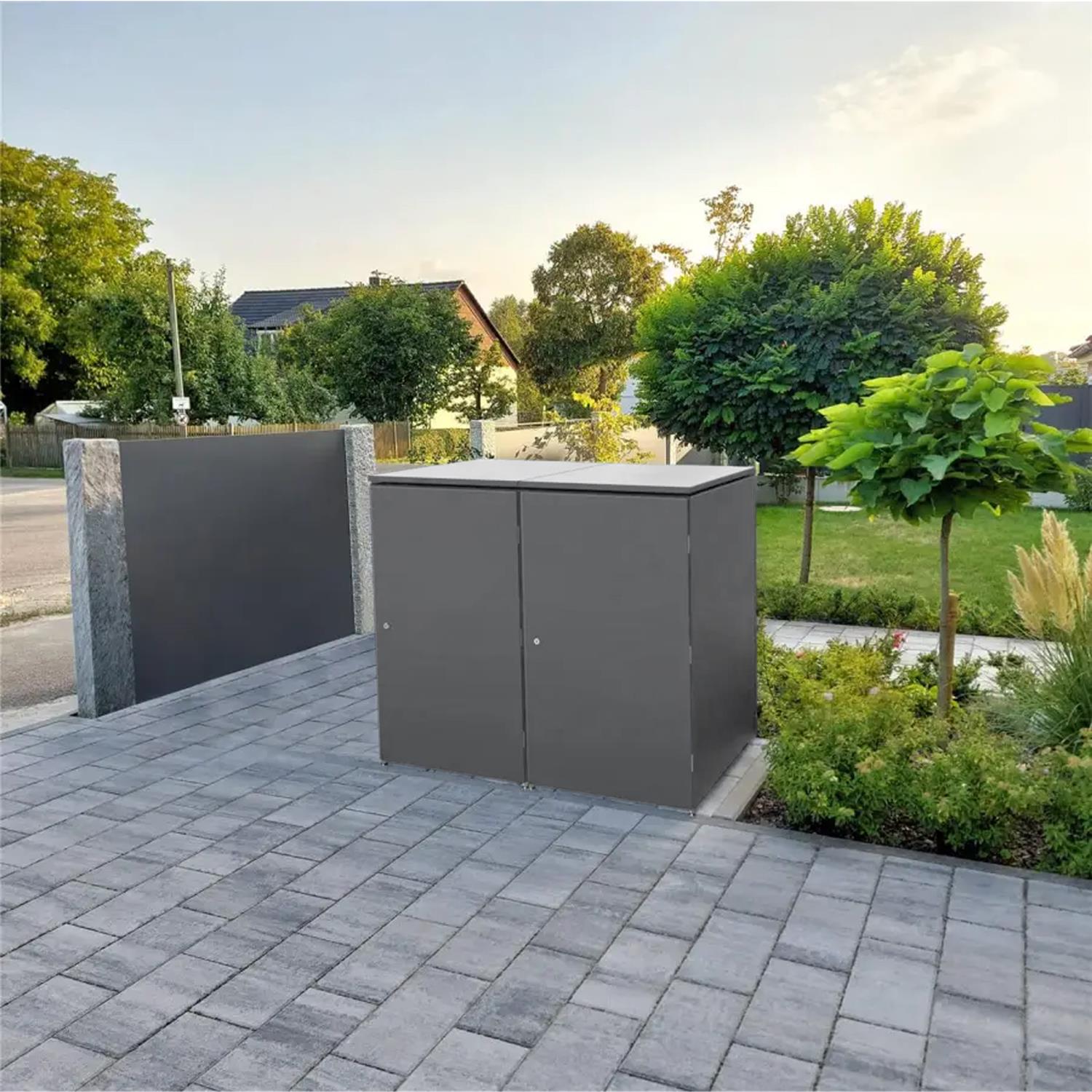 Metzler Mülltonnenbox | 2er | 240l | aus Aluminium | rostfrei & massiv